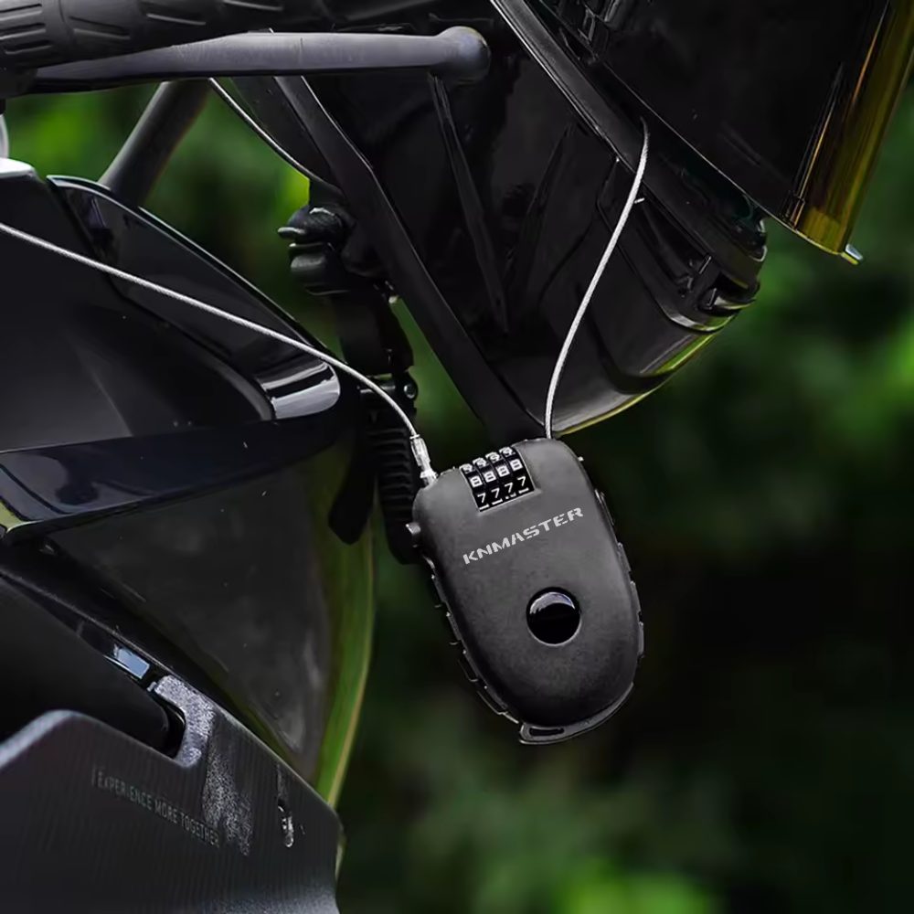 KNMASTER MOTOSİKLET KASKI KİLİDİ + KNMASTER KARBON ÇANTA HEDİYELİ – ESNEK KABLO VE ÜST DÜZEY KORUMA